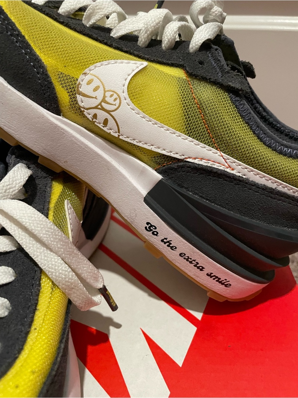 Nike Kids Black, Yellow and White Smiley Swoosh Sneakers